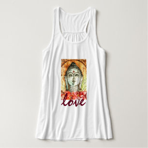 Débardeur Art Flowy Racerback d'aquarelle de Bouddha d'amour
