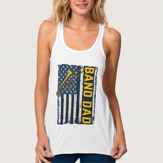 Débardeur Band Dad Trombone American Flag Vintage Shirt Desi (Devant)