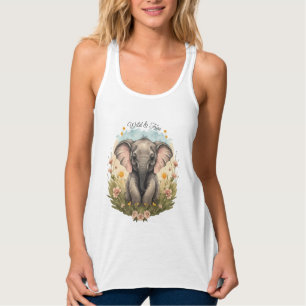 Débardeur Bébé mignon Eléphant Calf Fleur sauvage Wanderlust