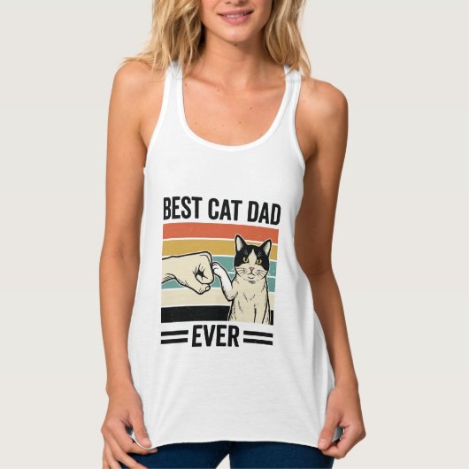 Débardeur Best Cat Dad Ever Retro Cat Fist Bump Shirt_1 (Devant)