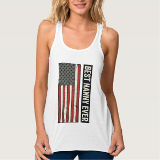 Débardeur Best Nanny Ever Patriotic Vintage Flag Shirt Desig