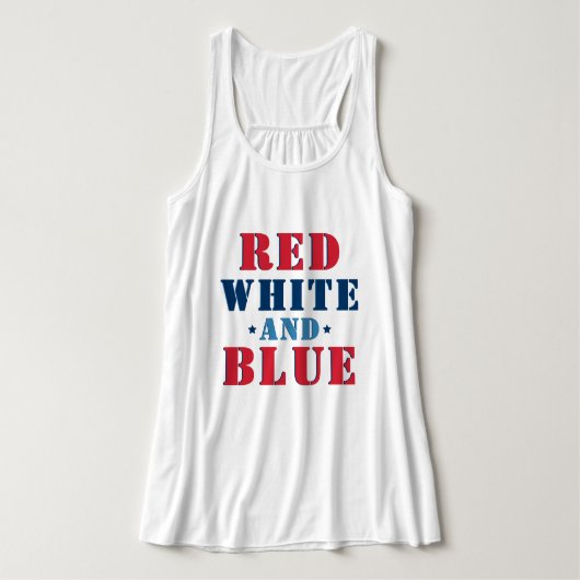 Débardeur Blanc rouge et bleu 4 juillet femmes (Design devant)