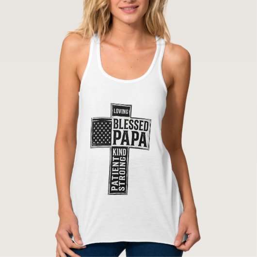 Débardeur Blessed Papa Cross Christian Vintage Typography De (Devant)