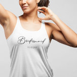 Débardeur Bridesmaid Soirée de Bachelorette Personnalisée<br><div class="desc">Ce débardeur chic et simple de femme de chambre présente votre nom sous une élégante typographie noire. Customisez ces chars élégants et modernes pour votre mariage ou votre bachelorette.</div>