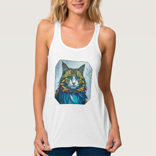 Débardeur Cat That Ate The Canary Feathers | Wearable Art (Devant)
