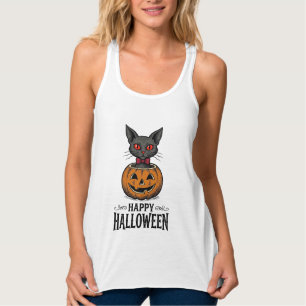 Débardeur Chat d'Halloween Mignon Citrouille Vintage Épouvan