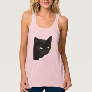 Débardeur Chat Noir Avec Belle Yellow Eyes Vector Art