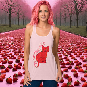 Débardeur Chats rose fraise chatte mignonne et élégante T-sh