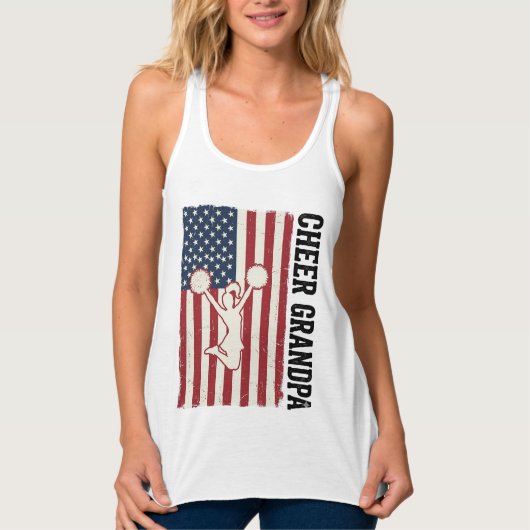 Débardeur Cheer Grandpa Patriotic Vintage Flag Shirt Design_ (Devant)