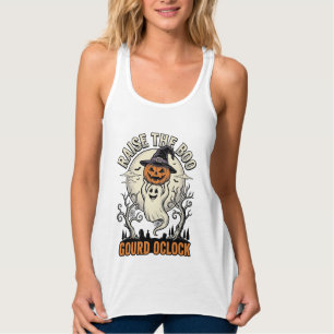 Débardeur Chemise Citrouille Fantôme Gravure Halloween Vinta