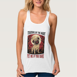 Débardeur Chemise de pug Halloween avec cimetière effrayant 