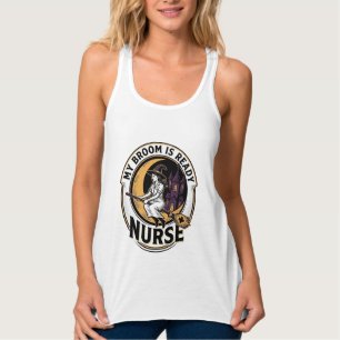 Débardeur Chemise d'infirmière Halloween Dessin de balai de