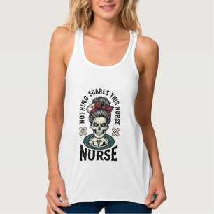 Débardeur Chemise d'infirmière Halloween Graphique de crâne