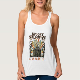 Débardeur Chemise Halloween Maison Hantée avec Fantôme Vinta