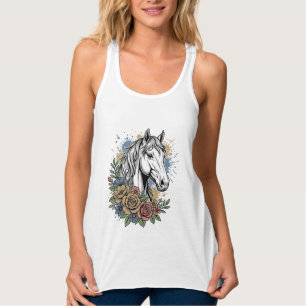 Débardeur Chemise vectorielle de conception florale de cheva