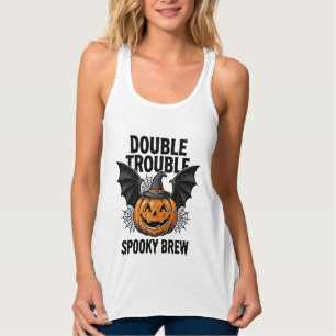 Débardeur Citrouille d'Halloween Sorcière Double Ennuis Vint