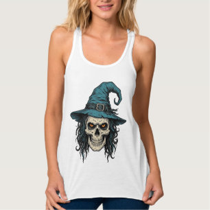 Débardeur Conception de chemise vectorielle Halloween crâne