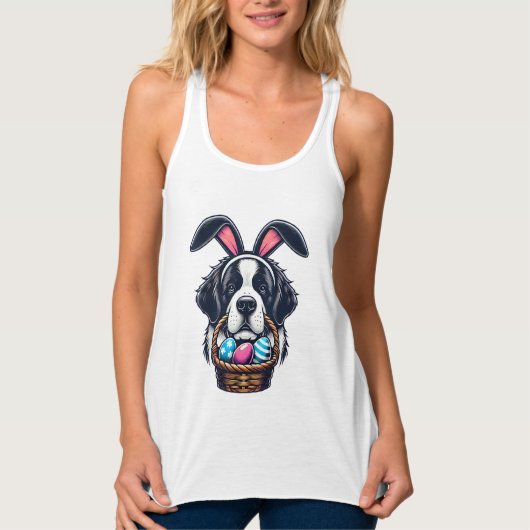 Débardeur Cute Bunny Ear Saint Bernard Dog Easter Egg Owner  (Devant)