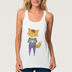 Débardeur Cute renard avec tasse de thé