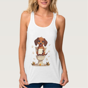 Débardeur Dachshund Mignon Vintage sur Toilettes Dessin Anim