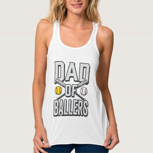 Débardeur Dad of Ballers Softball and Baseball Vintage Shirt (Devant)