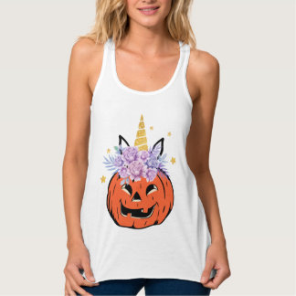 Débardeur Dessin de citrouille licorne Halloween