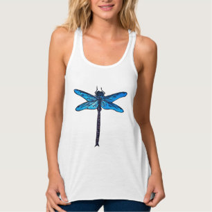 Débardeur Dragonfly japonaise vintage, bleu saphir