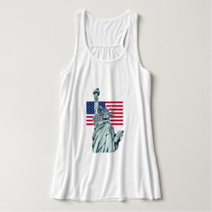 Débardeur Drapeau américain avec Lady Liberty plus taille T-