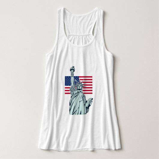 Débardeur Drapeau américain avec Lady Liberty plus taille T- (Design devant)