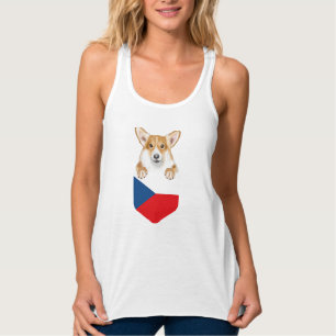 Débardeur Drapeau Tchèque Pembroke Welsh Corgi À Pocket