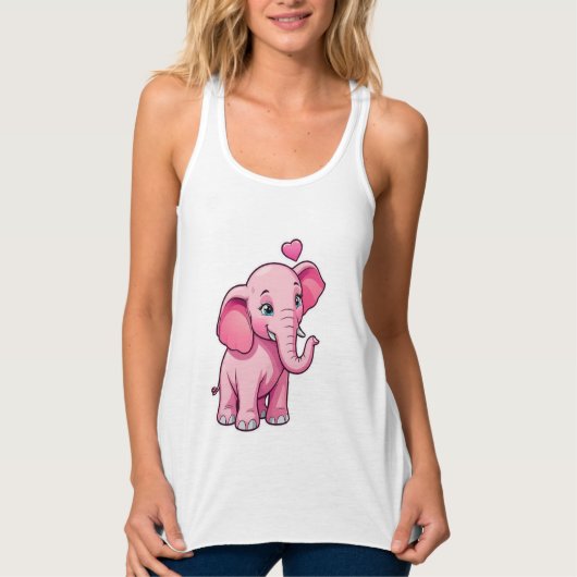 Débardeur Eléphant Bébé Rose Cute Avec Amour (Devant)