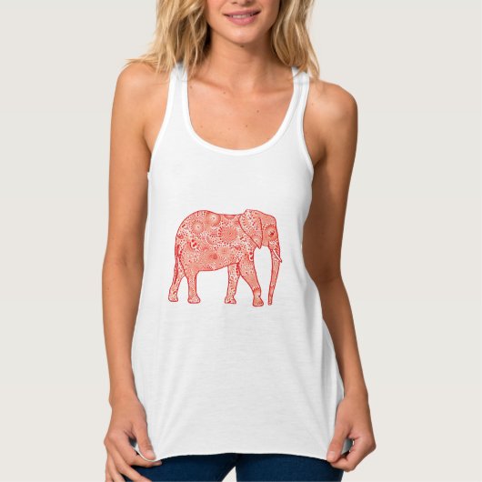 Débardeur Éléphant de remous de fractale - orange et blanc (Devant)