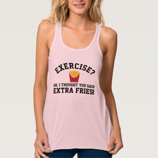 Débardeur Exercice, Extra Fries Anti-Exercice Aliments Drôle (Devant)