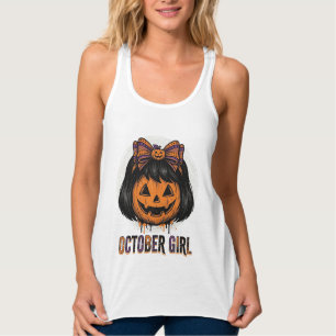 Débardeur Fille d'octobre Citrouille Arc Halloween Vecteur C