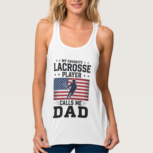 Débardeur Funny Lacrosse Dad American Flag Vintage Shirt Des (Devant)