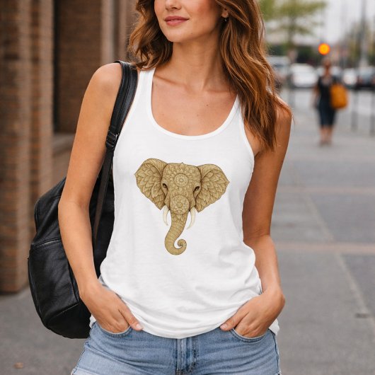 Débardeur Golden Mandala Elephant - Boho Graphic Art Print