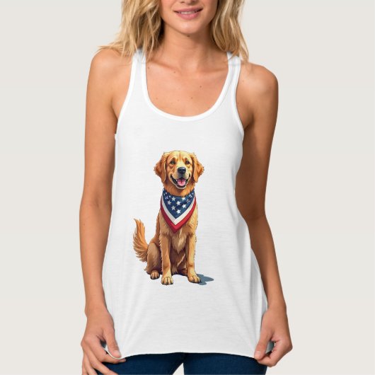Débardeur Golden Retriever July 4th Vintage Patriotic Tee 2 (Devant)