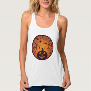 Débardeur Halloween Jack-o'-lantern citrouille visage et ara