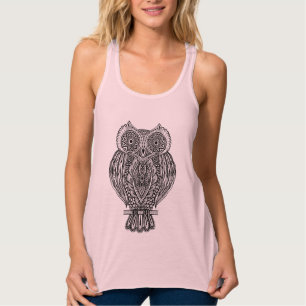 Débardeur Hibou fleuri tiré par la main inspiré