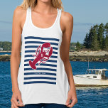 Débardeur Homard rouge nautique Monogramme Bleu Bleu Blancs<br><div class="desc">Un homard rouge avec votre monogramme ou texte fixé sur un arrière - plan rayé bleu marine et blanc. Un design parfait pour une plage ou une maison d'été au bord de l'océan, cuire à la langouste sur le rivage, se réunir ou simplement vivre au quotidien. Cliquez sur le logo...</div>