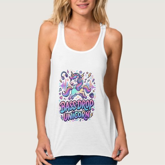 Débardeur Idée de cadeau licorne basse drop typographie Des (Devant)