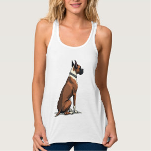 Débardeur Illustration de Boxer Vintage vu de dos Brun W