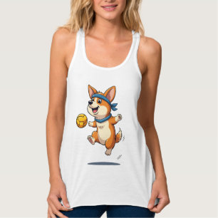 Débardeur Illustration Vintage de Corgi jouant au Volleyball