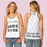 Débardeur Je Fais Crew Bachelorette Party Noir Et Blanc Nom<br><div class="desc">Cette mariée personnalisée pour être le débardeur présente un texte audacieux tendance des deux côtés. Un top de qualité noir et blanc qui se démarque de la foule. Un grand tee pour ton "I Do Crew". Pour modifier ou supprimer le texte,  cliquez sur le bouton Personnaliser.</div>