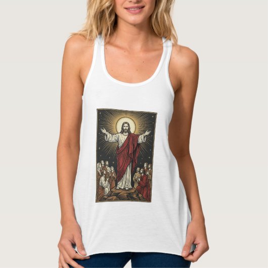 Débardeur Jésus vintage gloire radieuse gravure chrétienne D (Devant)