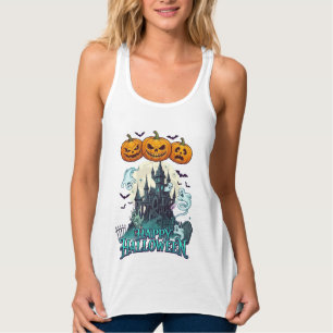 Débardeur Joyeux Halloween Château Hanté Citrouilles Fantôme