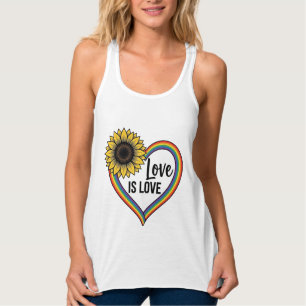 Débardeur Love Is Love Tournesol Cœur Vintage Vector T-Shirt