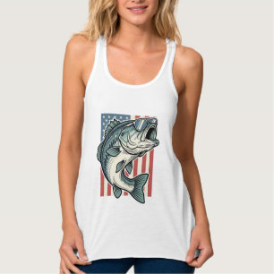 Débardeur Lunettes de soleil de pêche à la basse patriotique