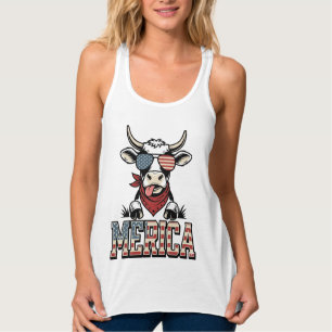 Débardeur Merica Graphique de gravure vintage vache patrioti