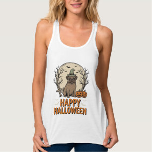 Débardeur Modèle de chemise vintage Halloween Pug Chapeau de
